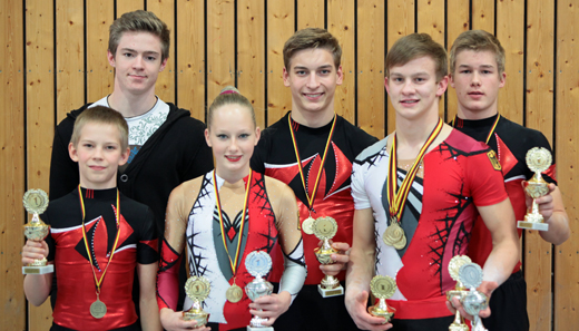 Laurin Werner, Tobias Otto, Rosa Löhmann, Vincent Kühne, Tim Sebastian und Moritz Löhmann (v. l., Dresden)